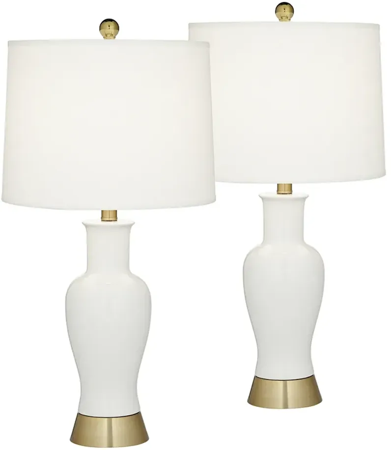 Pacific Coast Lighting Almond White Ceramic Table Lamps Set of 2