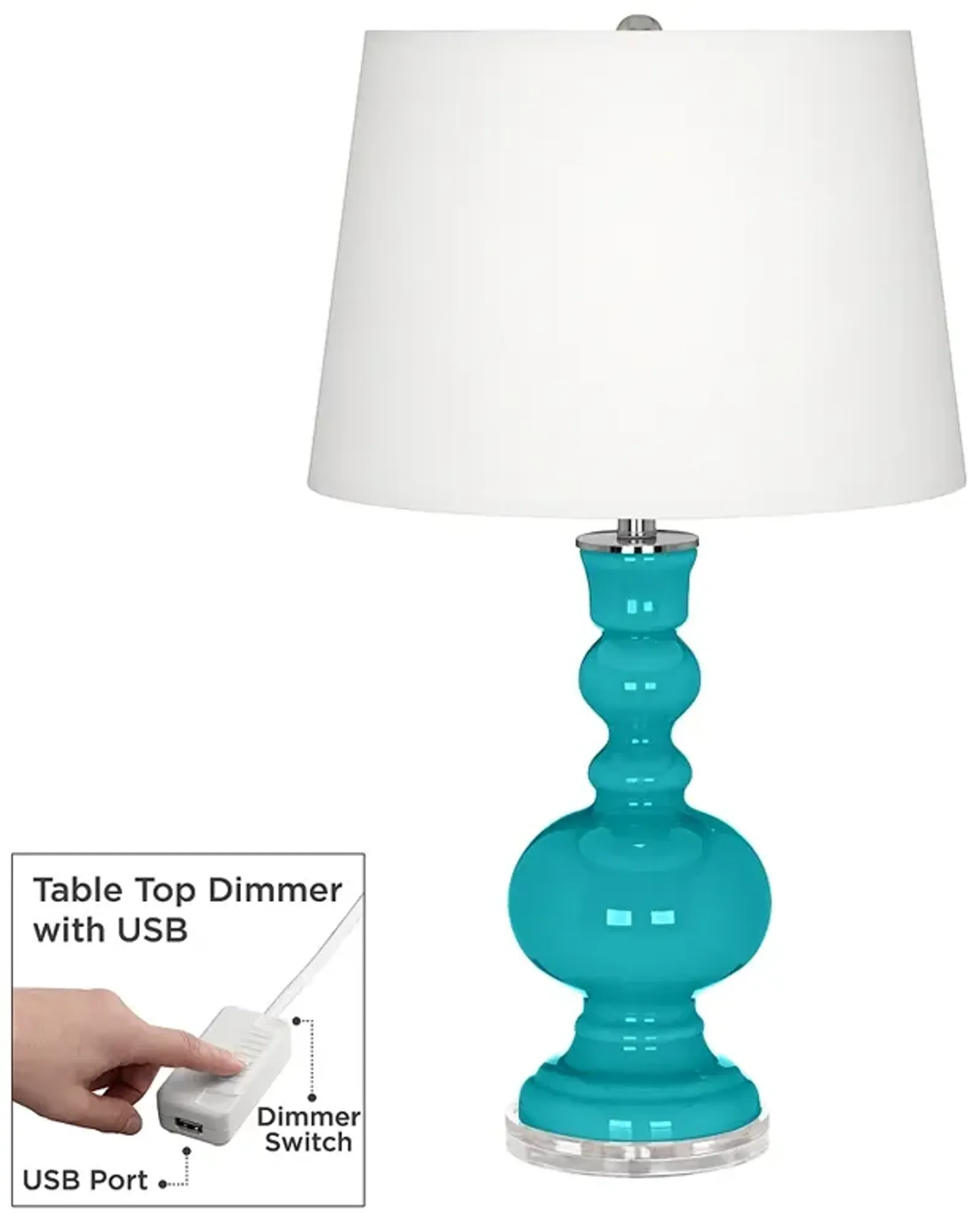 Color Plus Apothecary 30" Surfer Blue Table Lamp with USB Dimmer