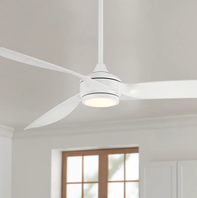 60" Casa Vieja La Jolla Surf Matte White LED Ceiling Fan with Remote