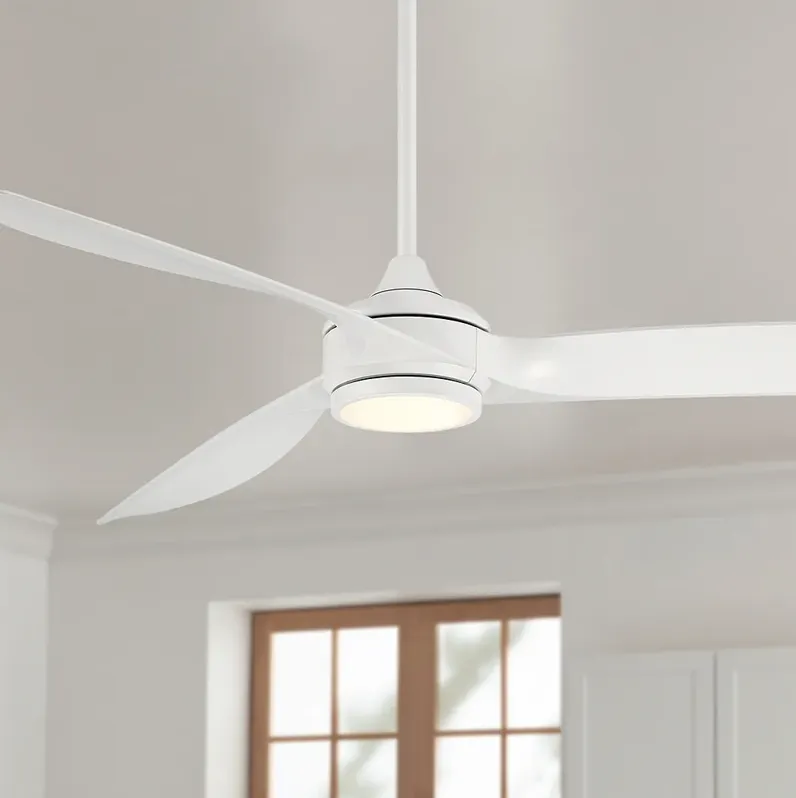 60" Casa Vieja La Jolla Surf Matte White LED Ceiling Fan with Remote