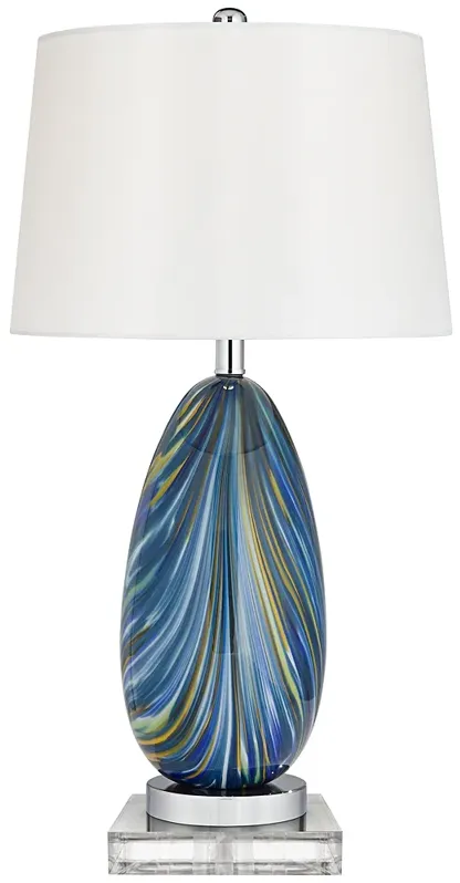 Possini Euro Pablo 28 1/2" Blue Art Glass Table Lamp with Square Riser