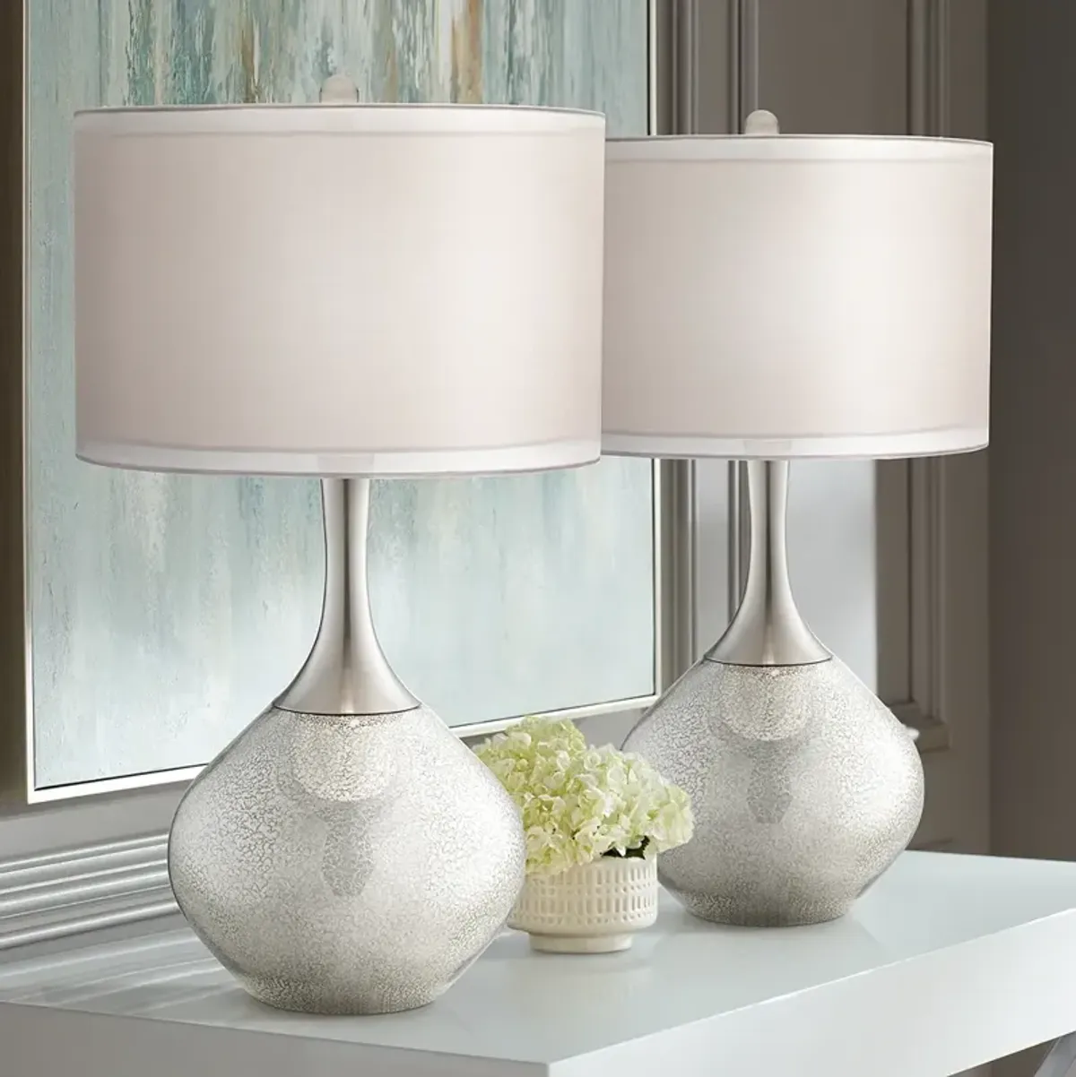 Possini Euro Design Swift 30 1/2" Mercury Glass Table Lamps Set of 2