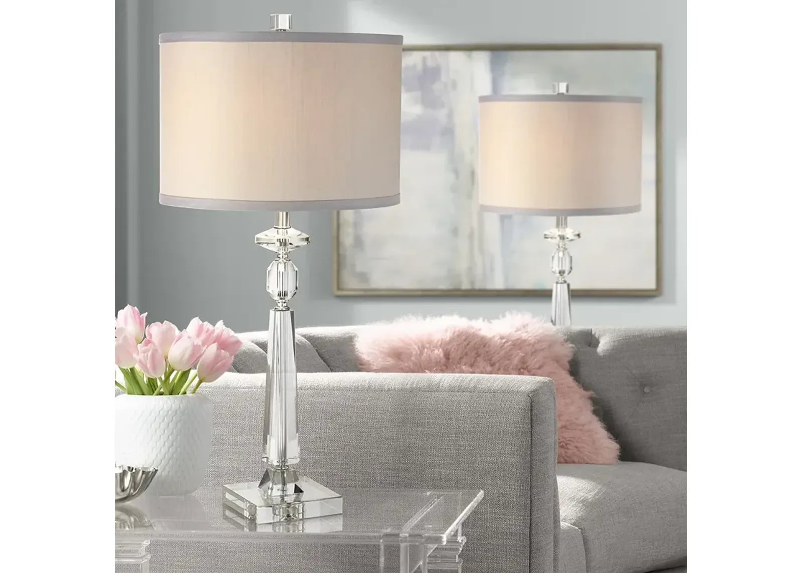 Vienna Full Spectrum Aline 27" Crystal Table Lamps Set of 2