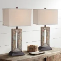 Franklin Iron Works Tahoe 26" Rectangular Slate Table Lamps Set of 2
