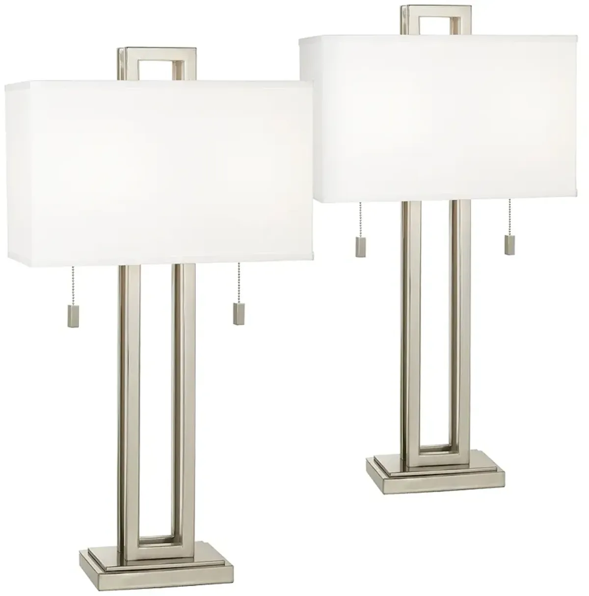 Possini Euro Gossard 30" Rectangle Brushed Nickel Table Lamps Set of 2