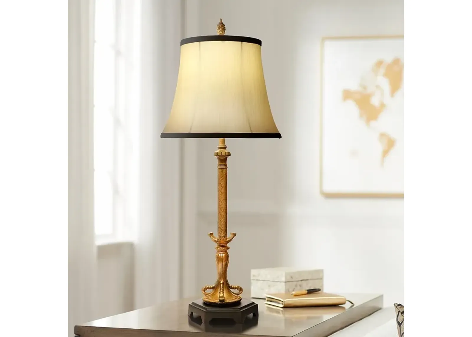 Stiffel Hopkins French Gold and Matte Black Table Lamp