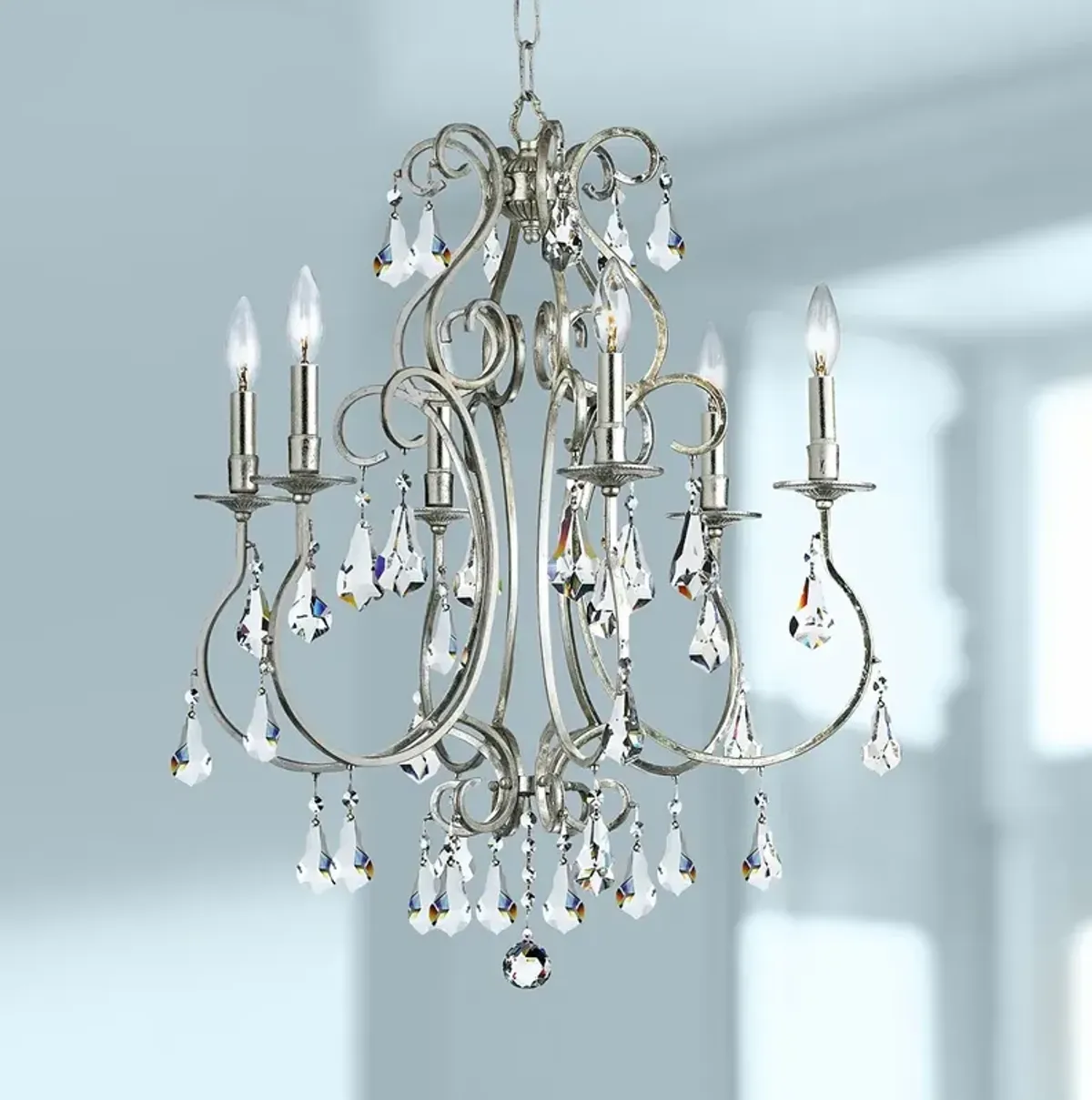 Crystorama Ashton 21 1/2"W Olde Silver 6-Light Chandelier