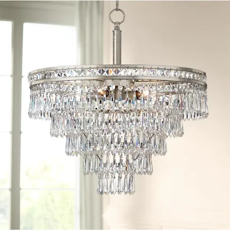 Crystorama Mercer 20" Wide Tiered Olde Silver and Crystal Chandelier