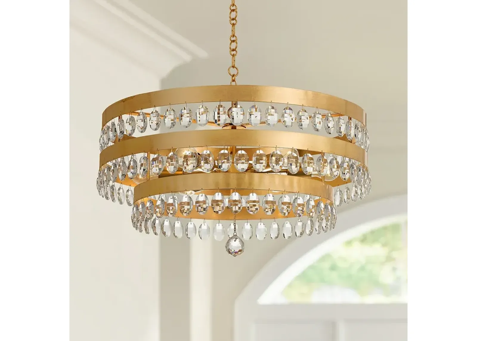 Crystorama Perla 26"W Antique Gold and Crystal Chandelier