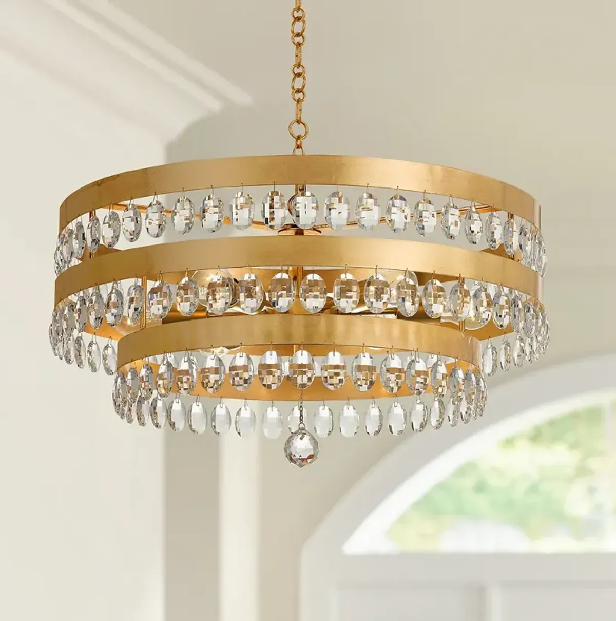 Crystorama Perla 26"W Antique Gold and Crystal Chandelier