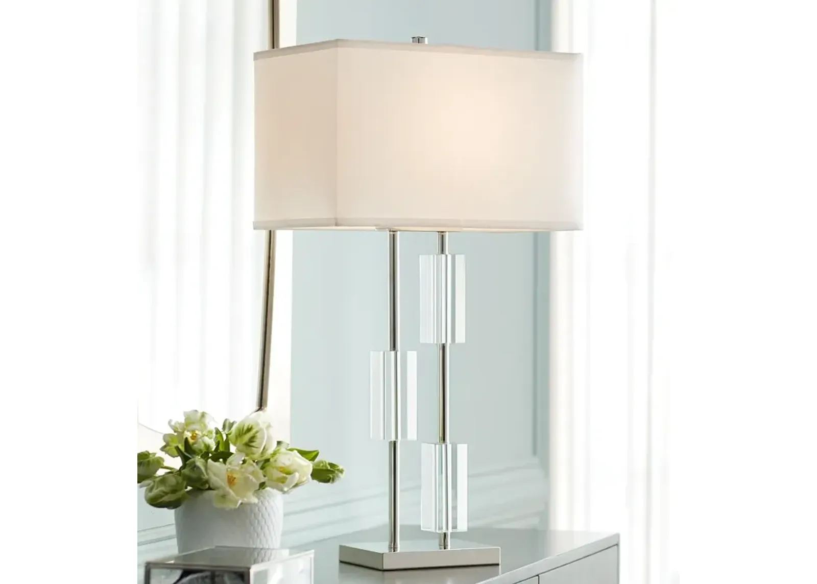 Pacific Coast Lighting Aurora 29 3/4" Nickel and Crystal Table Lamp