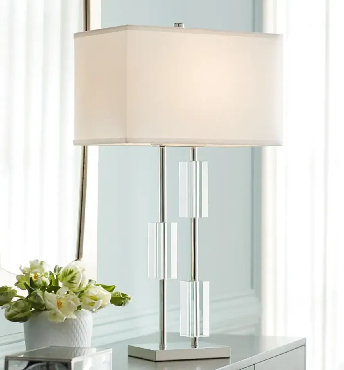 Pacific Coast Lighting Aurora 29 3/4" Nickel and Crystal Table Lamp