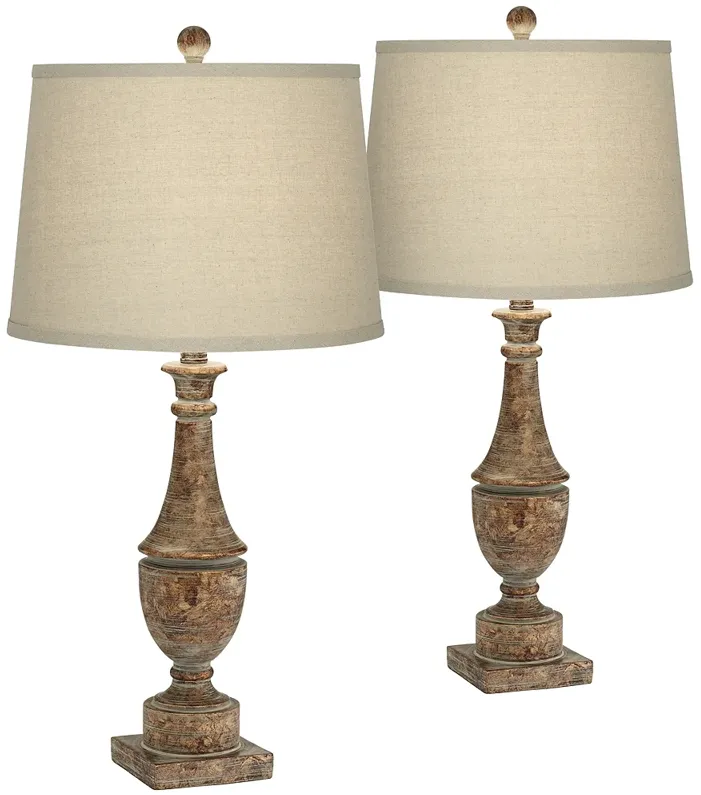 Regency Hill Collier 27 1/4" Bronze Aged Patina Table Lamp Set of 2