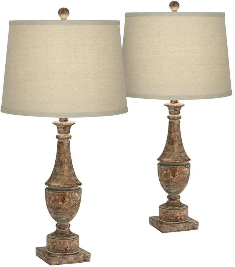 Pacific Coast Lighting Collier Bronze Aged Patina Table Lamp Set of 2