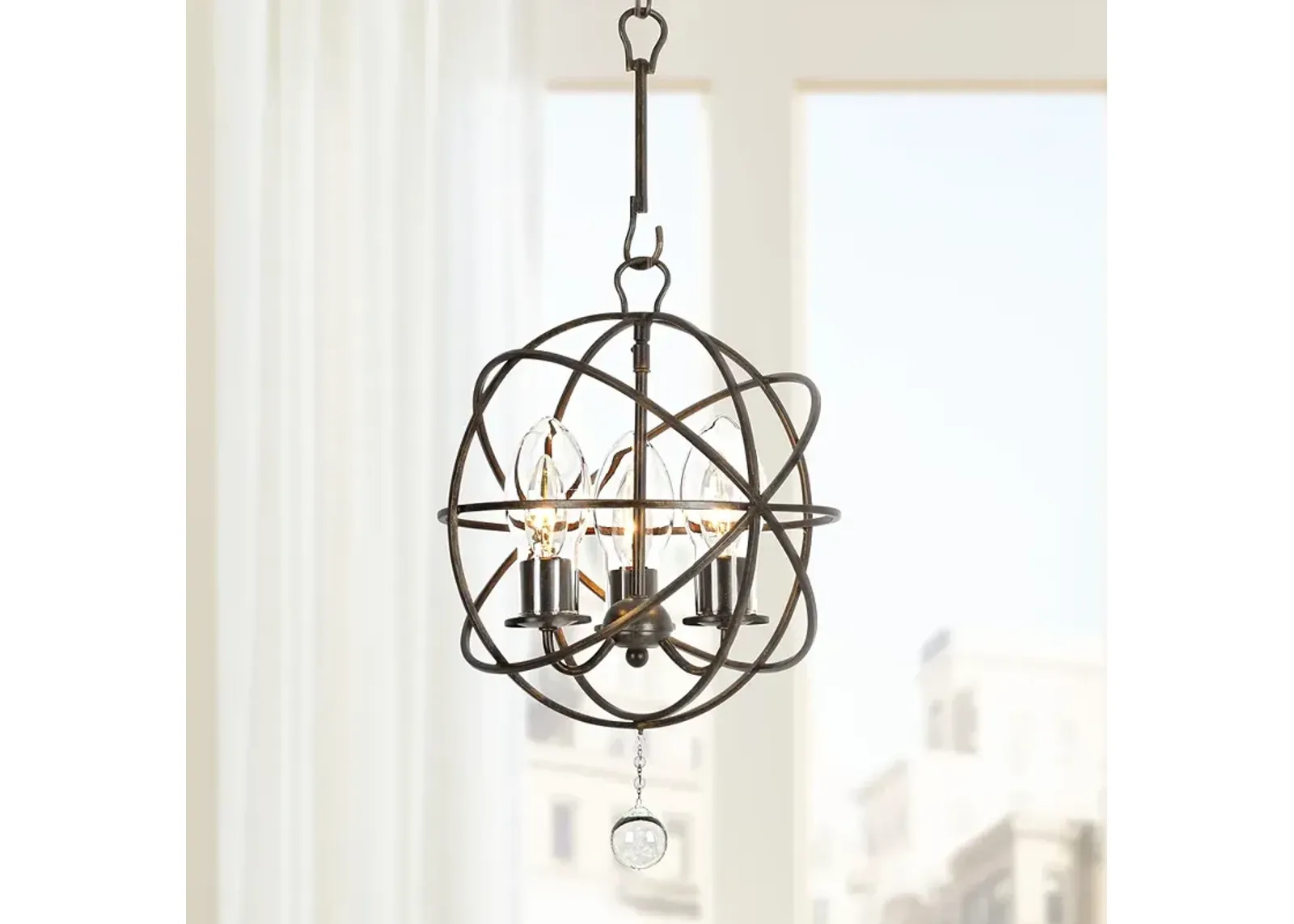 Solaris 12"W English Bronze 3-Light Outdoor Mini Chandelier