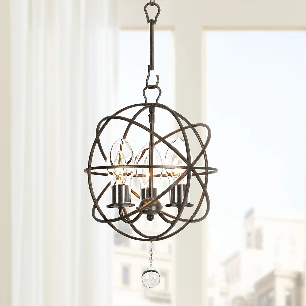 Solaris 12"W English Bronze 3-Light Outdoor Mini Chandelier