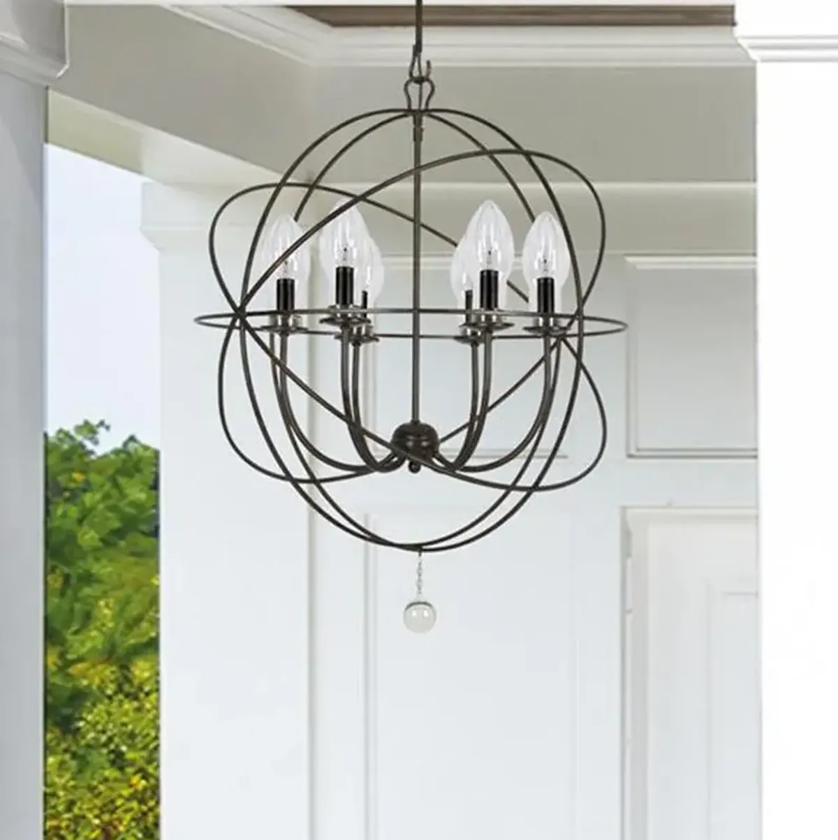Solaris Outdoor 6 Light Bronze Sphere Chandelier