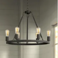 Daniel 24 1/2" Wide Matte Black 6-Light Chandelier
