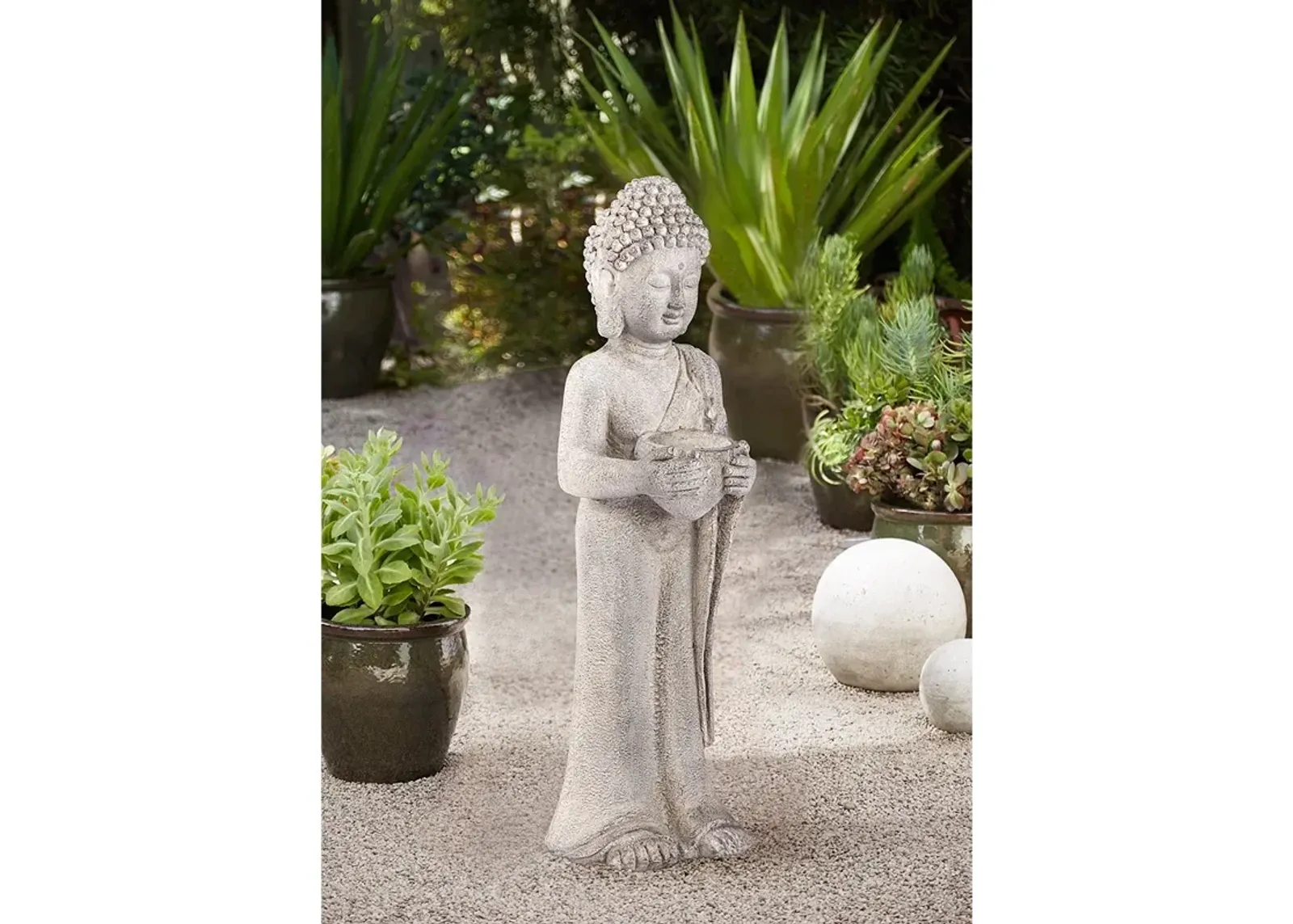 Standing Buddha 32" High Gray Indoor-Outdoor Statue