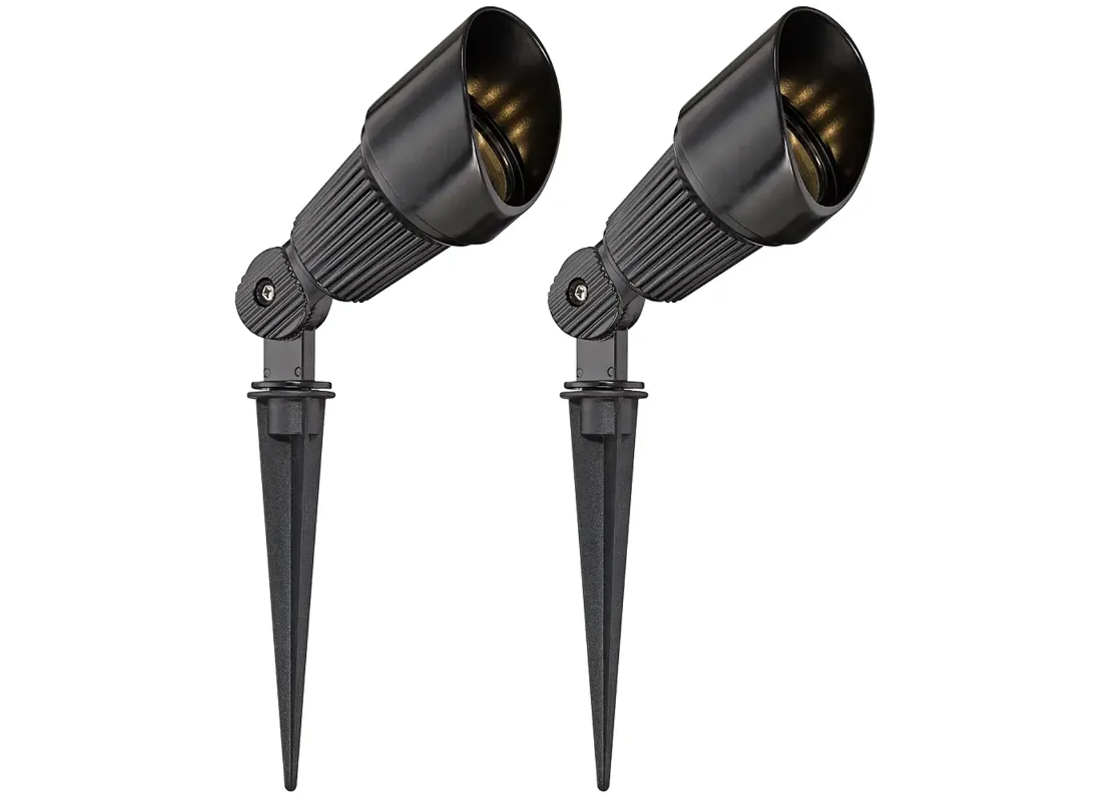 2 Pack of Hooded Black 7 1/2" High LED Landscape Spotlights