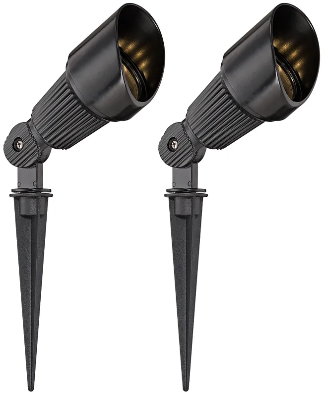 2 Pack of Hooded Black 7 1/2" High LED Landscape Spotlights