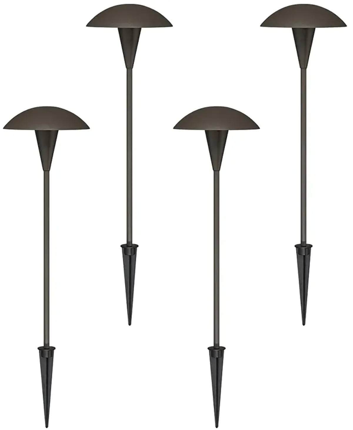 Large Mushroom Bronze Finish LED Landscape Path Lights - Set of 4