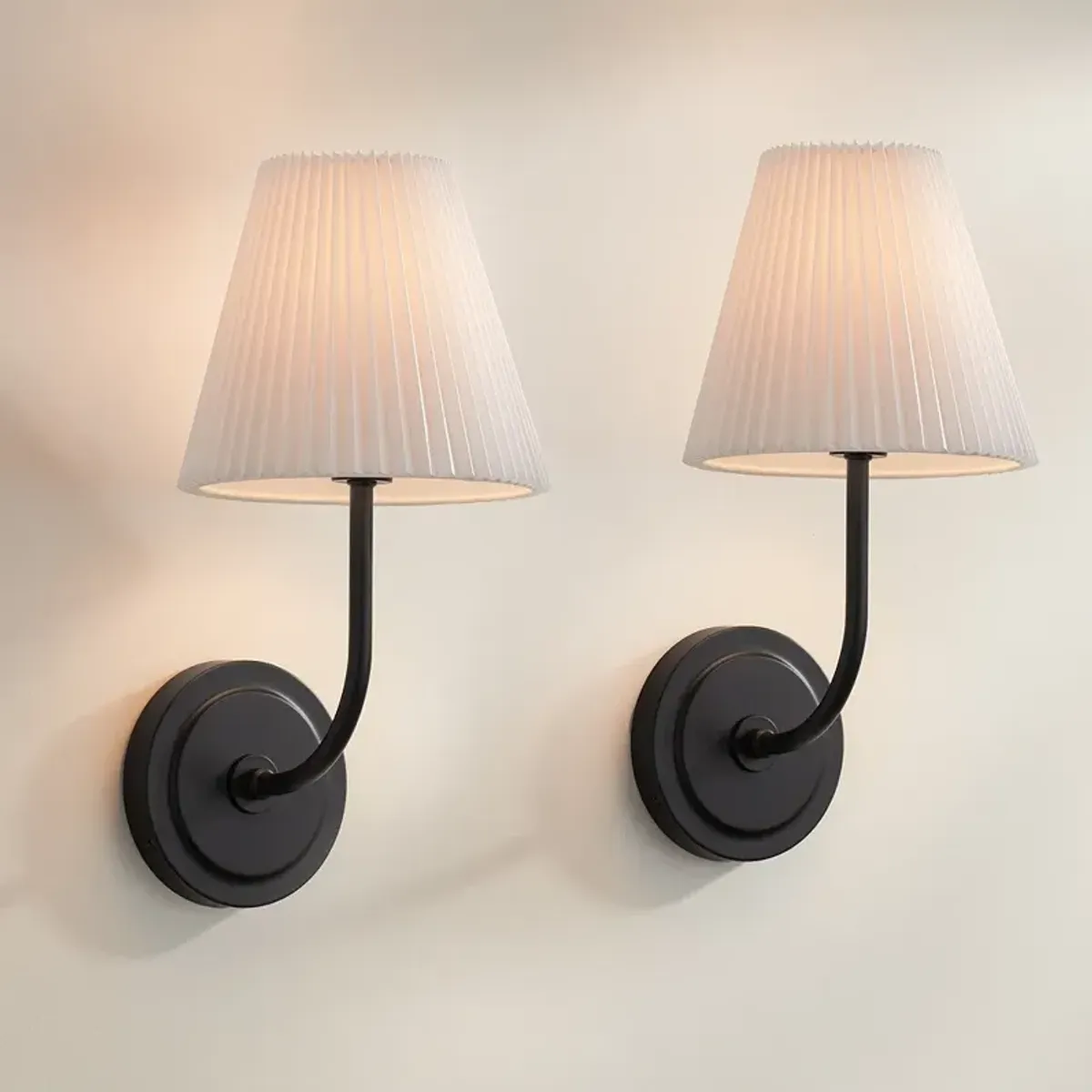 Possini Euro Nina 14" High Matte Black Wall Sconce Set of 2