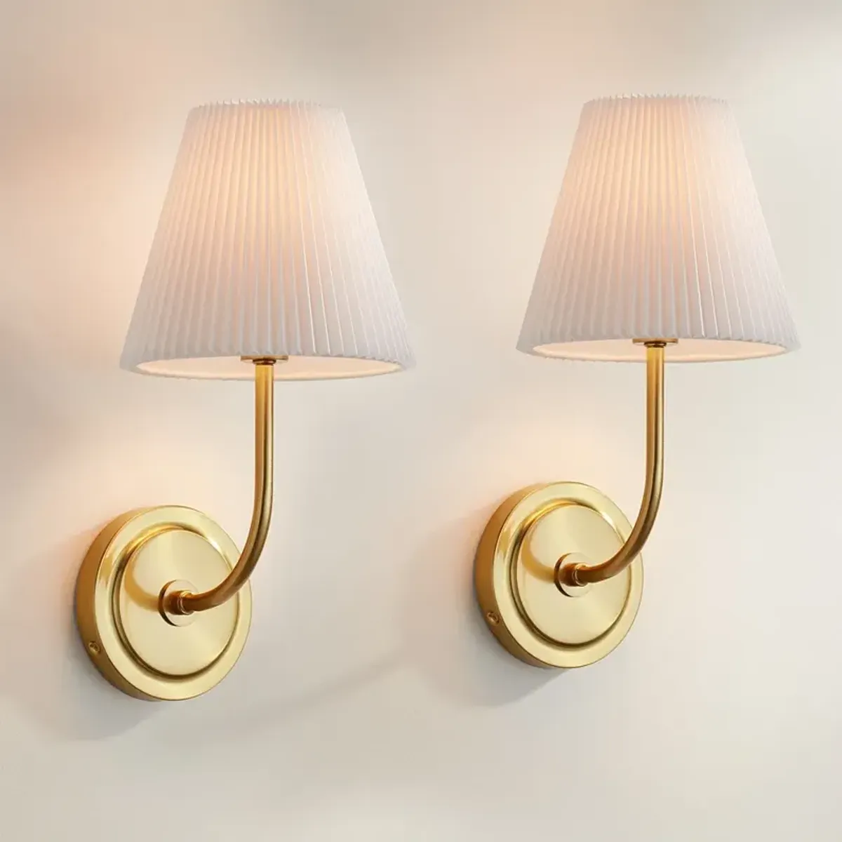 Possini Euro Nina 14" High Gold Plate Wall Sconce Set of 2