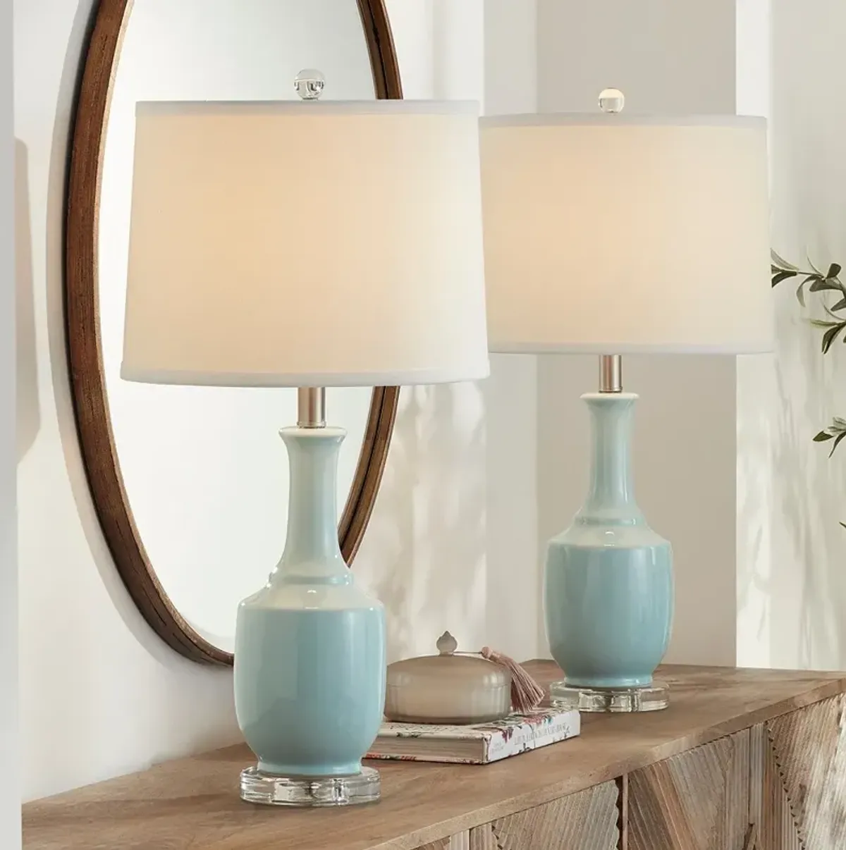 Pacific Coast Lighting 26 1/2" Ocean Blue Ceramic Table Lamps Set of 2