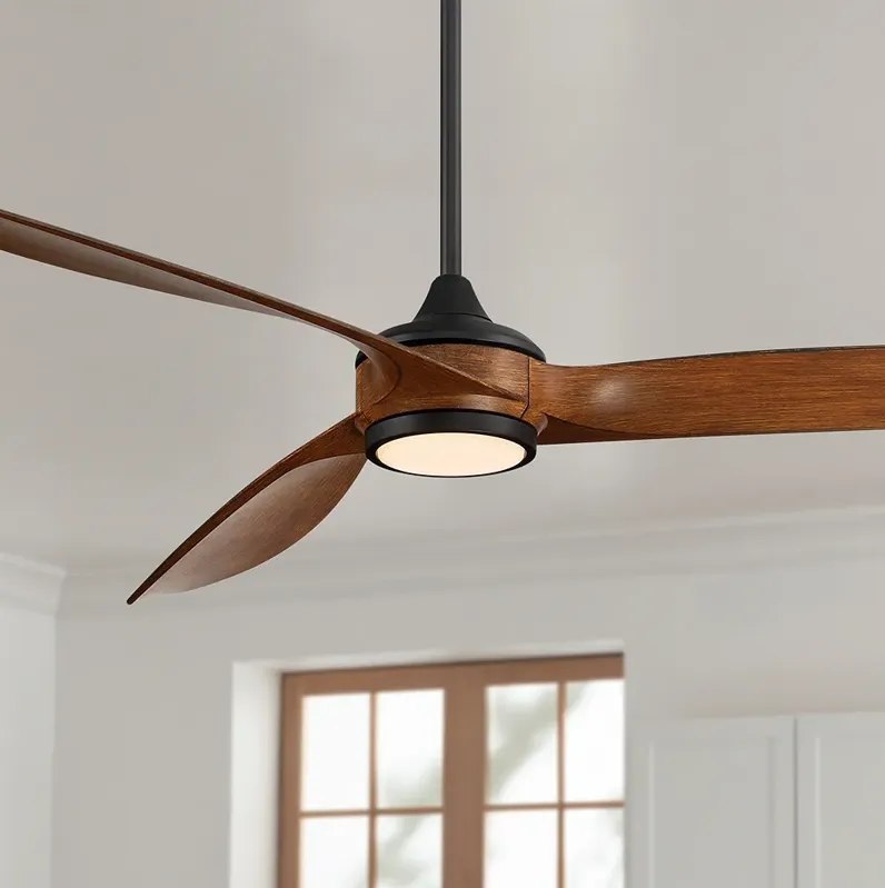 60" Casa Vieja La Jolla Surf Matte Black LED Ceiling Fan with Remote