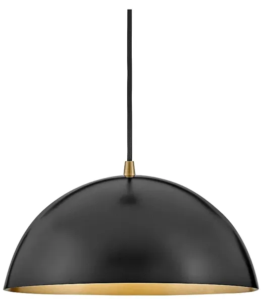 Lark Lou 14" Wide Black Steel Dome-Shaped Pendant Light