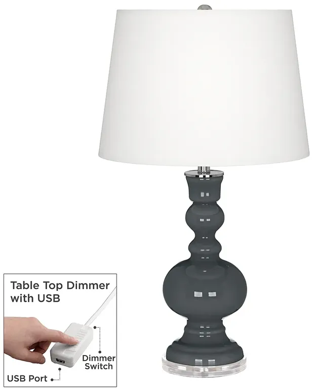 Color Plus Apothecary 30" Black Of Night Table Lamp with USB Dimmer