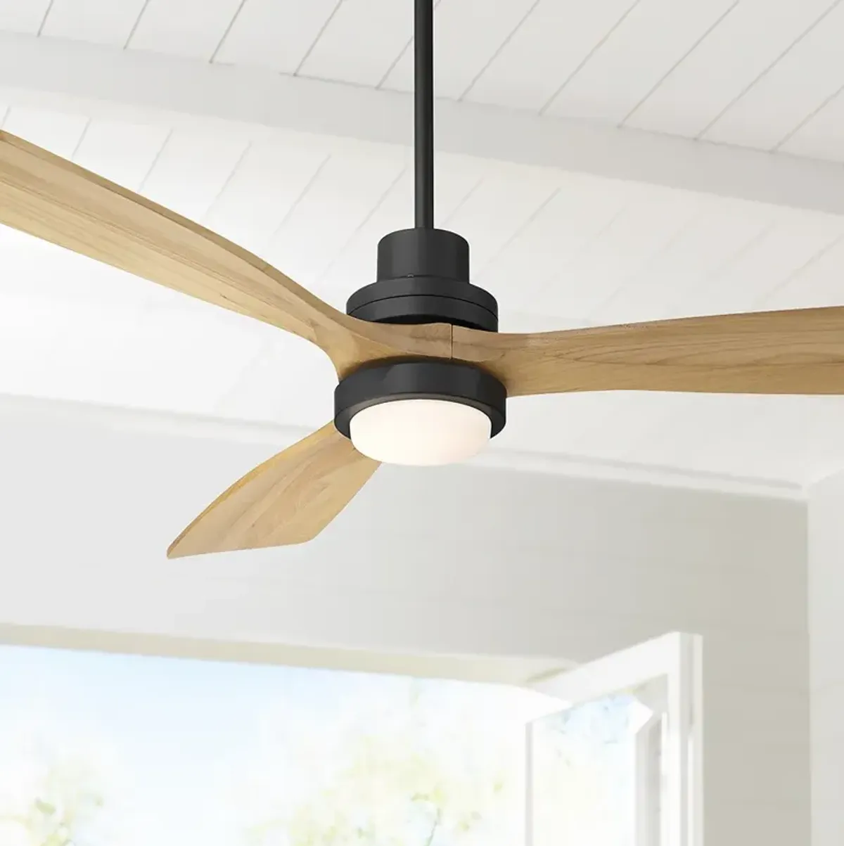 52" Casa Delta DC Matte Black Outdoor CCT LED Ceiling Fan with Remote