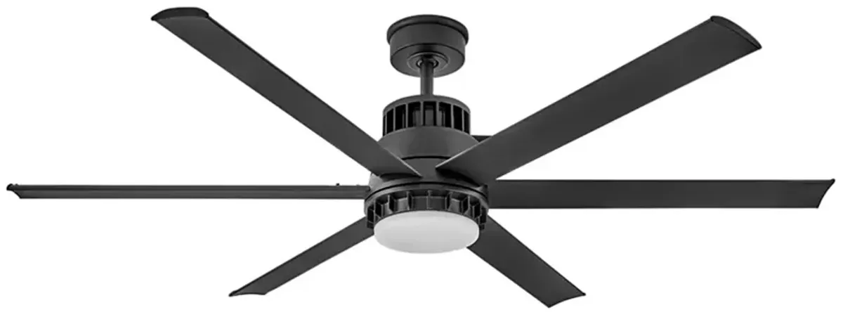 60" Hinkley Draftsman Matte Black LED Wet Rated Smart Ceiling Fan