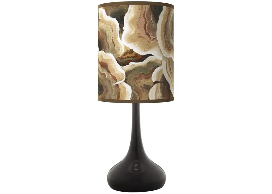 Ruffled Feathers Giclee Black Droplet Table Lamp