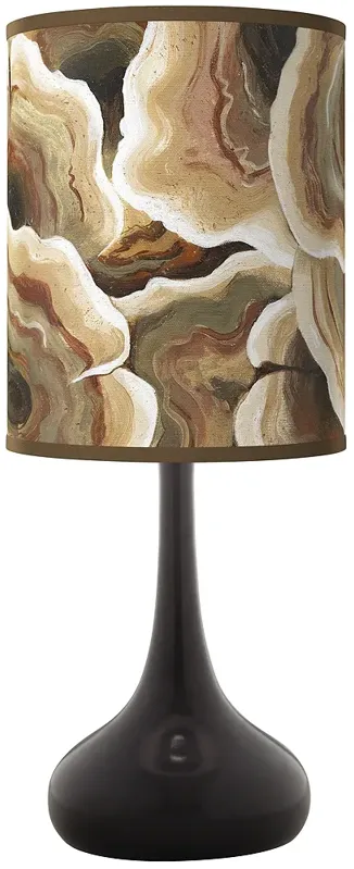 Ruffled Feathers Giclee Black Droplet Table Lamp