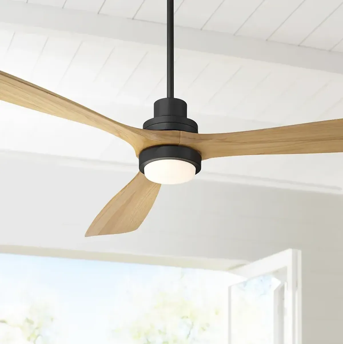 66" Casa Vieja Delta DC Matte Black CCT LED Ceiling Fan with Remote