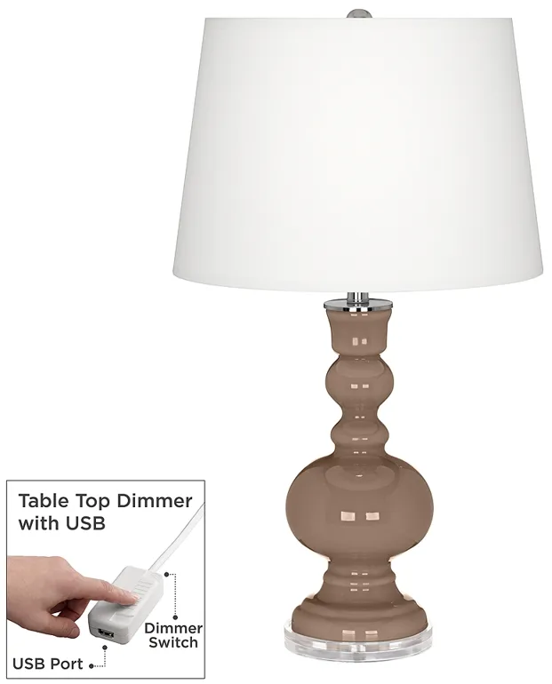 Color Plus Apothecary 30" Mocha Brown Table Lamp with USB Dimmer