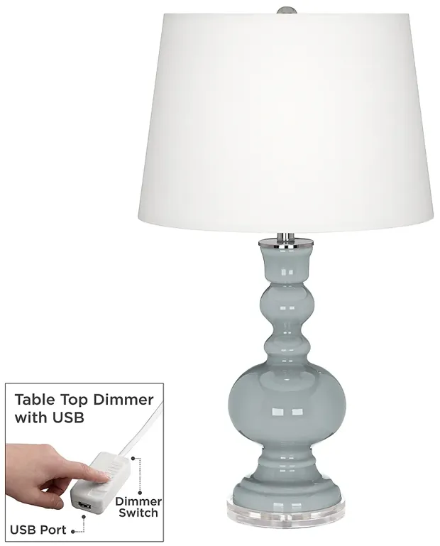 Color Plus Apothecary 30" Uncertain Gray Table Lamp with USB Dimmer