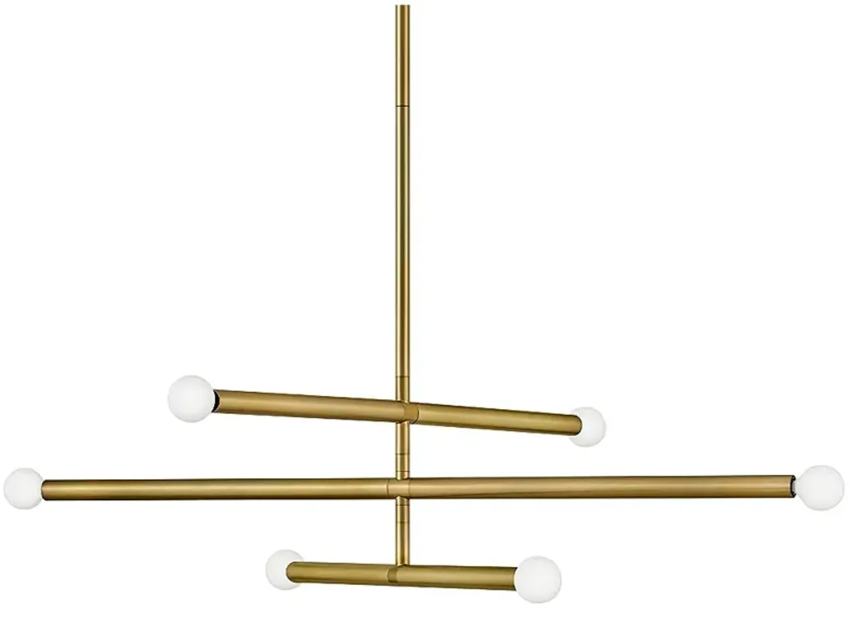 Lark-Millie Chandelier-Six Light Convertible Multi Tier-Lacquered Brass