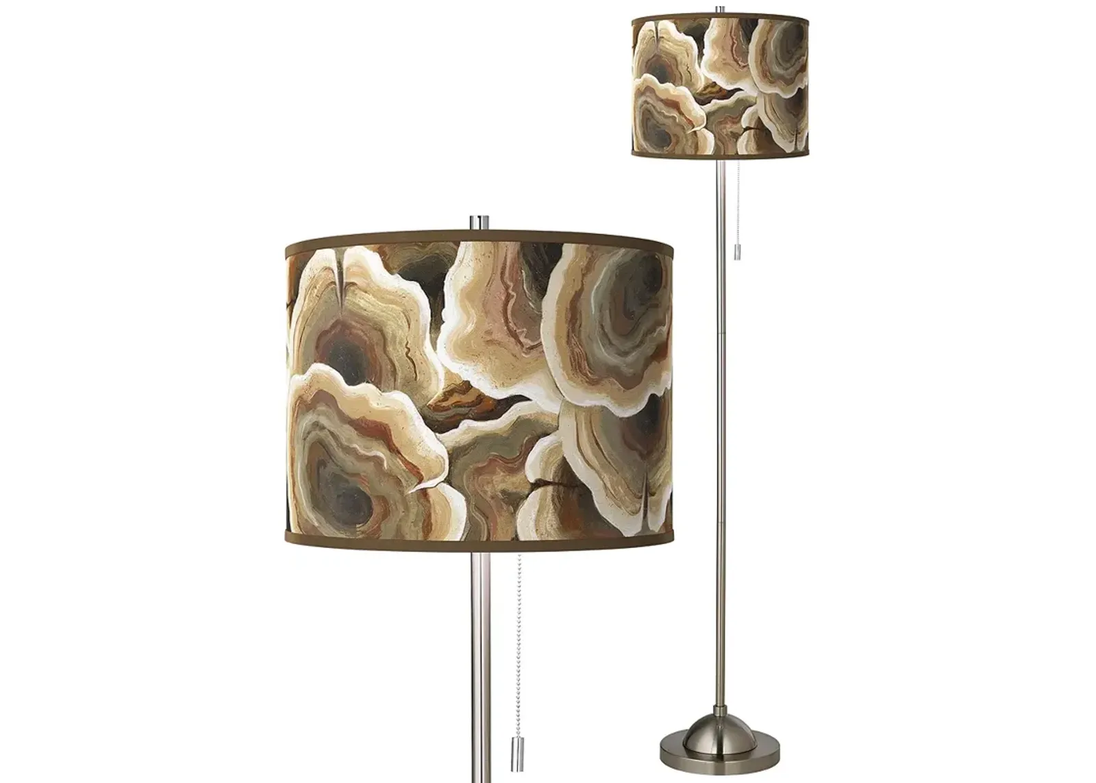 Ruffled Feathers Brushed Nickel Pull Chain Floor Lamp