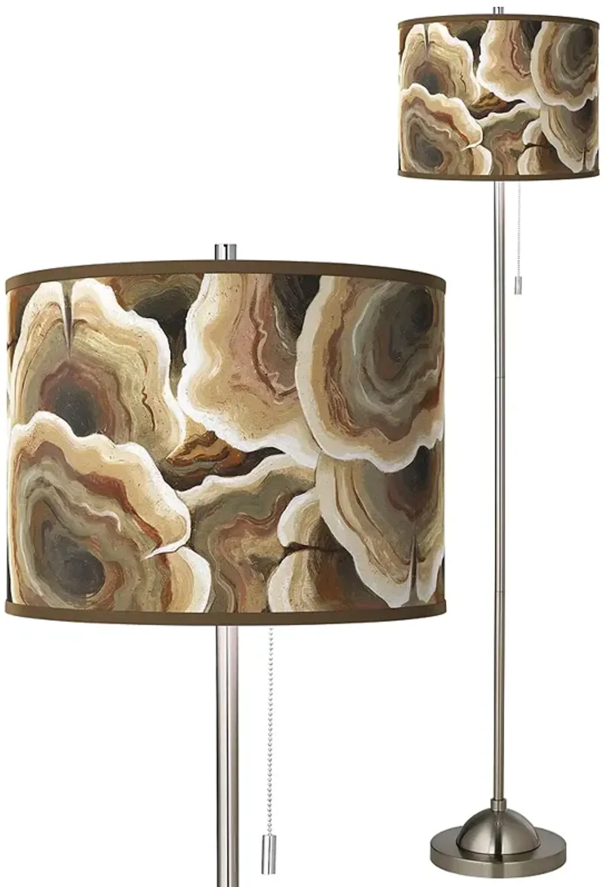 Ruffled Feathers Brushed Nickel Pull Chain Floor Lamp