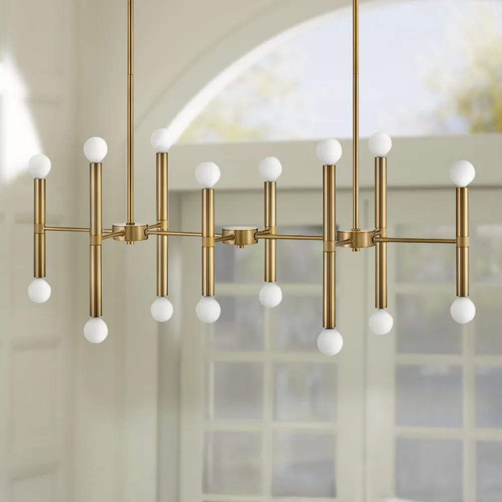 Millie 39" Wide Lacquered Brass 16-Light Linear Pendant