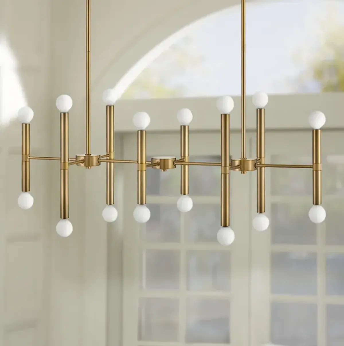 Millie 39" Wide Lacquered Brass 16-Light Linear Pendant