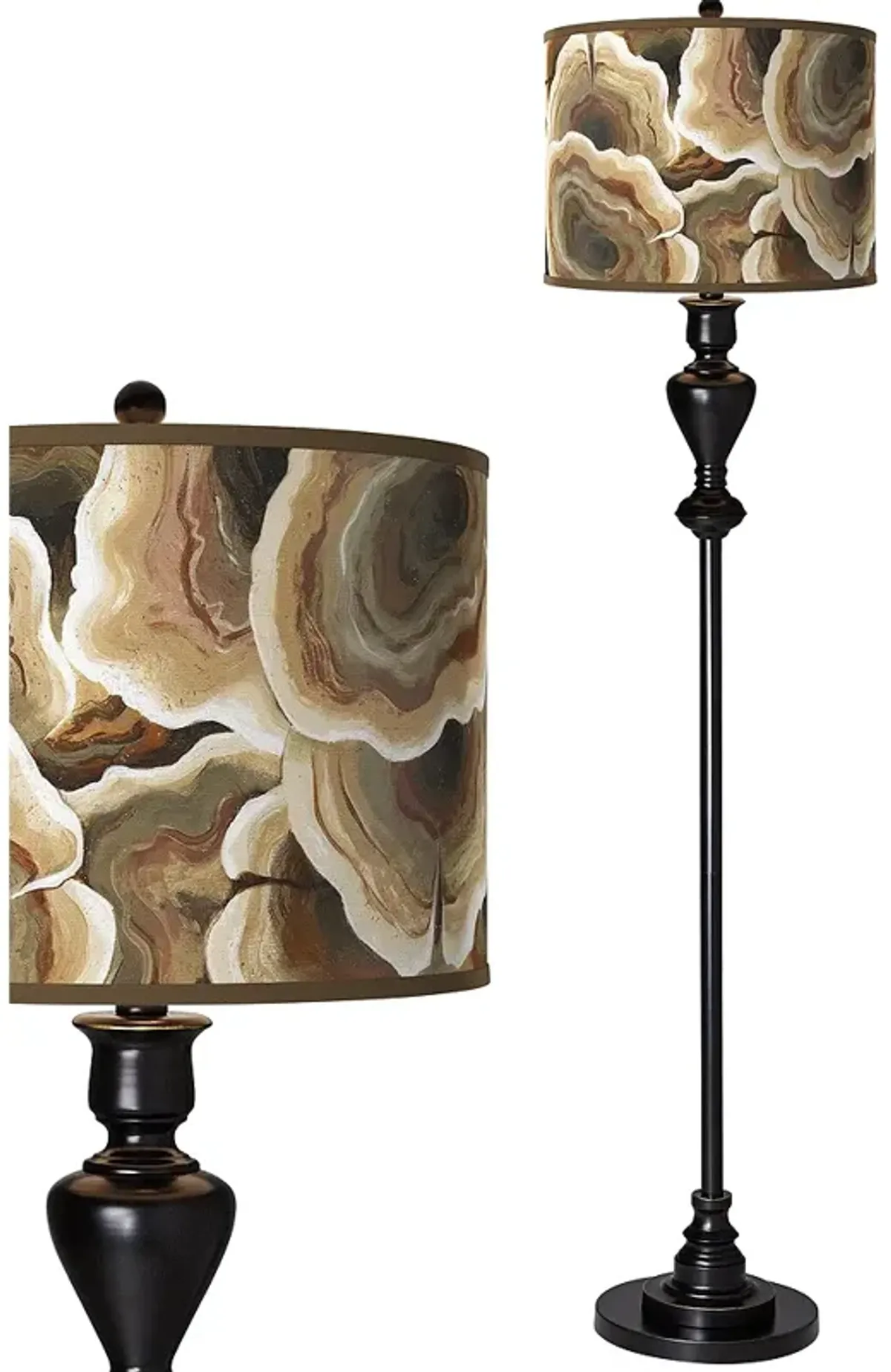 Giclee Glow 58" High Ruffled Feathers Shade Black Bronze Floor Lamp