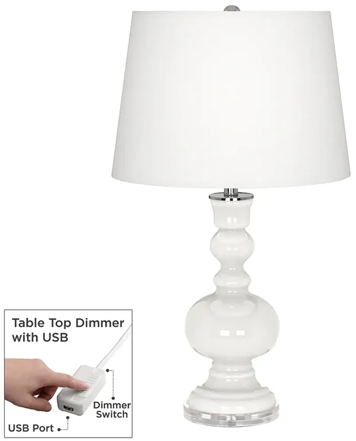 Color Plus Apothecary 30" Winter White Table Lamp with USB Dimmer