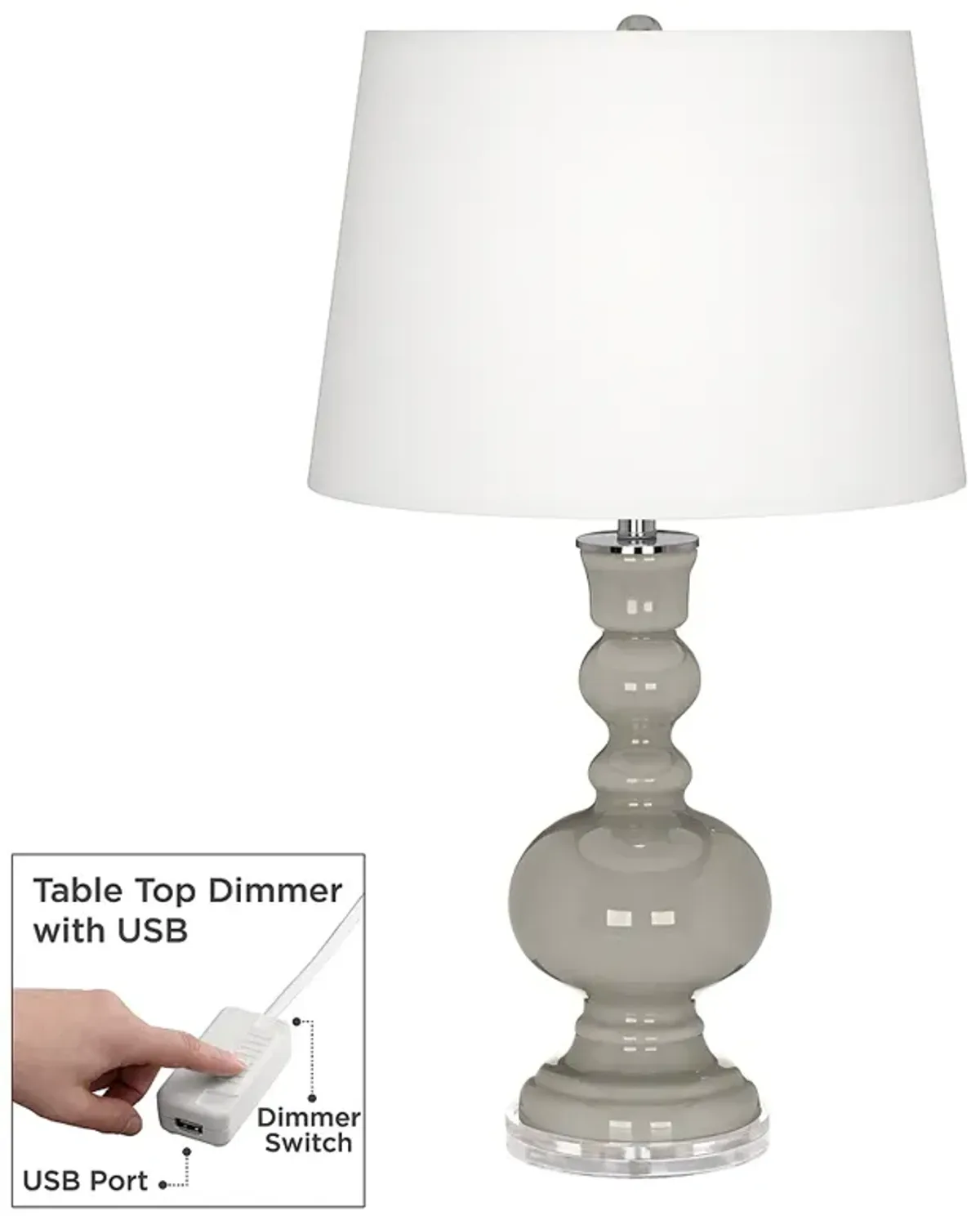 Color Plus Apothecary 30" Requisite Gray Table Lamp with USB Dimmer