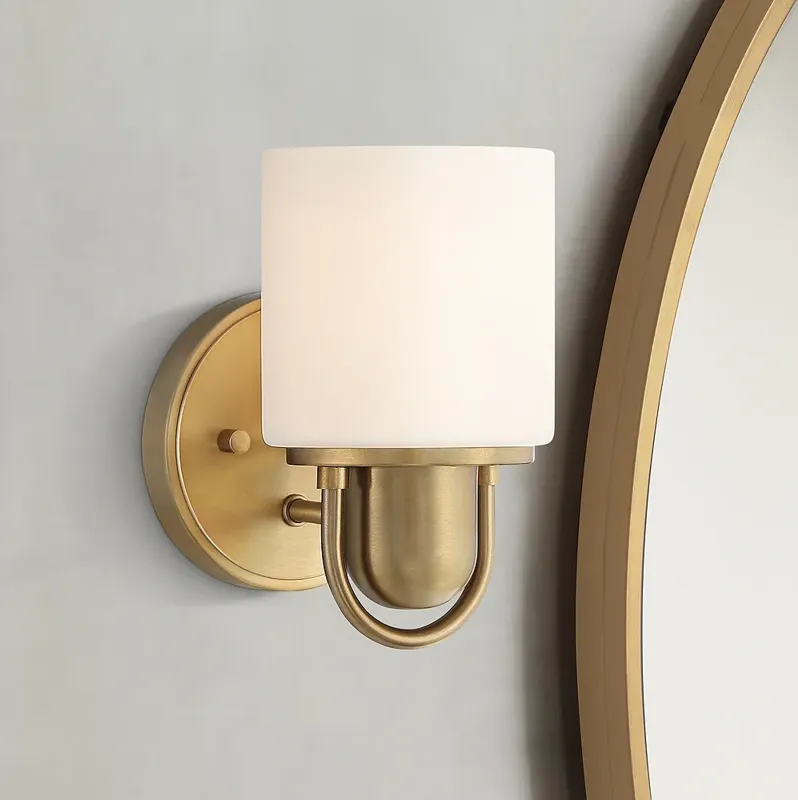 Possini Euro Copenhagan 8 1/4" High Warm Brass Wall Sconce