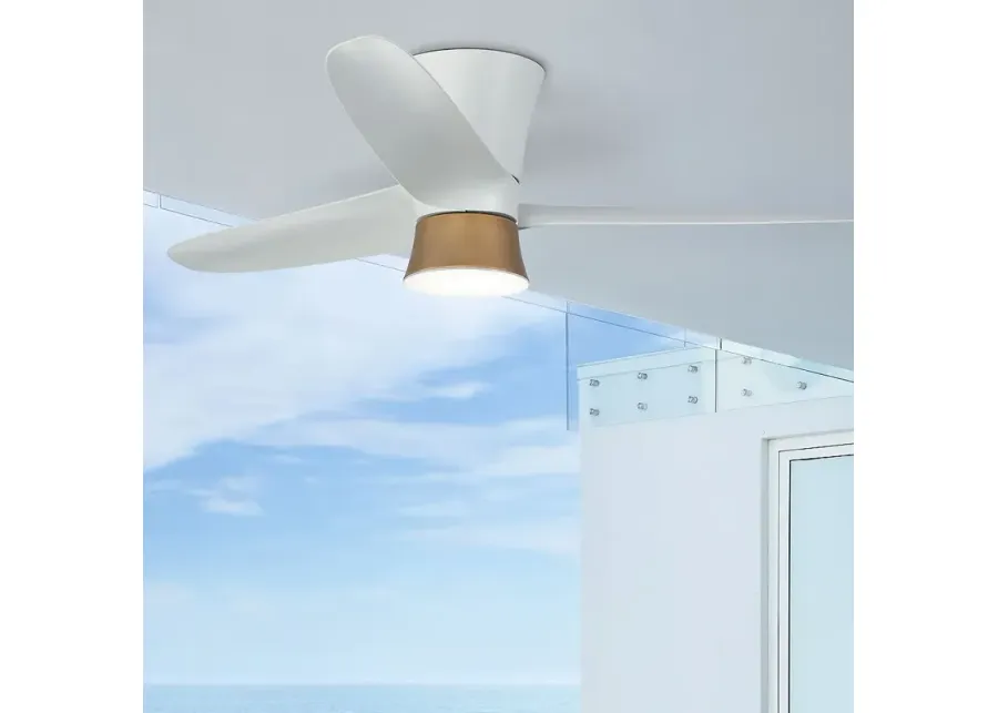 52" Hinkley Neo Matte White Wet Rated LED Hugger Smart Ceiling Fan