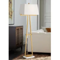 Possini Euro Design Erin Warm Gold Modern Floor Lamp with Marble Base